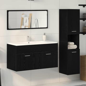 vidaXL Badkamermeubel Set 3 st Zwart Eiken 90 x 38,5 x 46 cm, Huis en Inrichting, Badkamer | Badkamermeubels, Verzenden, Nieuw