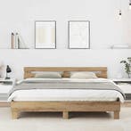 vidaXL Bedframe Artisan Eiken 203 x 185 x 70 cm Bewerkt hout, Huis en Inrichting, Verzenden, Nieuw