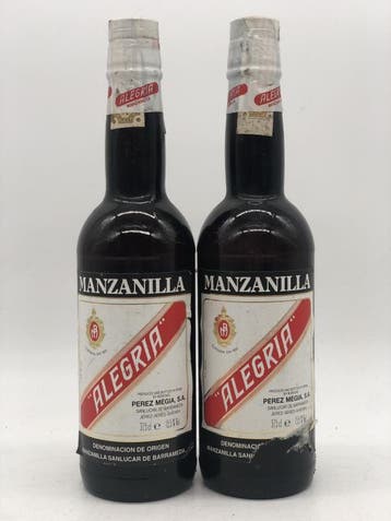 2 x 37,5cl Manzanilla sherry Alegria (Xerez), Verzamelen, Wijnen, Ophalen of Verzenden, Nieuw, Spanje, Overige typen