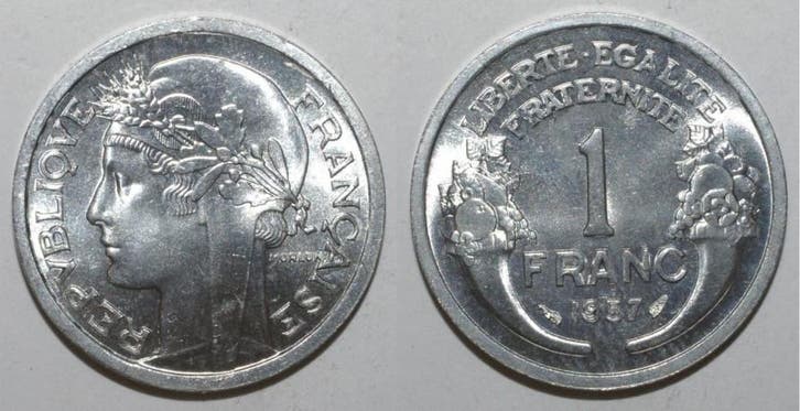 France Gadoury 473b 1 Franc 1957 Type Morlon Alu Sup A Fd..., Timbres & Monnaies, Monnaies | Europe | Monnaies non-euro, Envoi
