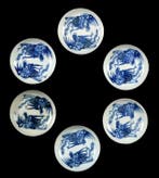 Zes Chinese Bleu-de-Hue ‘Phoenix’ -schalen voor de, Antiek en Kunst
