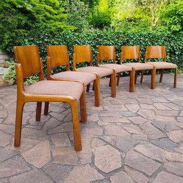 Chaise - Hêtre - Ensemble de six chaises vintage, Antiquités & Art, Art | Objets design
