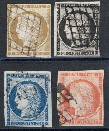 Frankrijk 1849/1852 - Cérès nr. 1, 3, 4, 5 gestempeld, Gestempeld