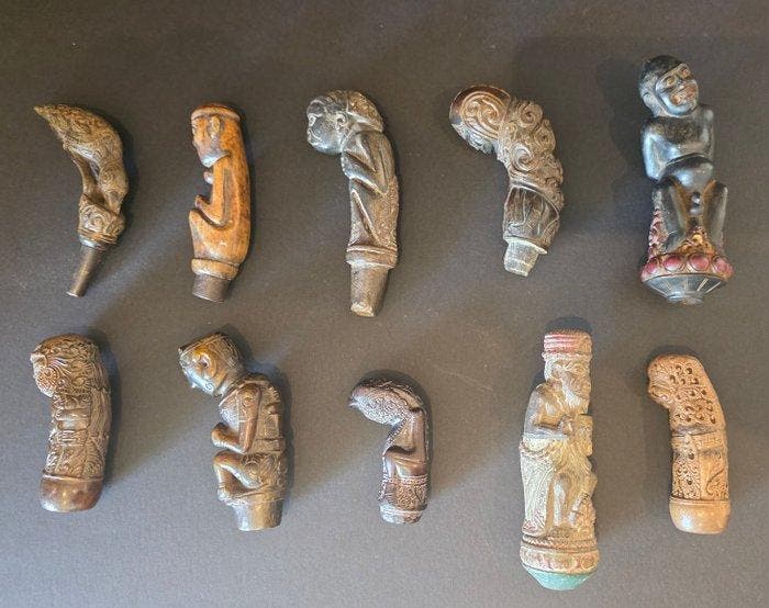 10 poignées pour broyeurs de noix de bétel - Lombok -, Antiek en Kunst, Kunst | Niet-Westerse kunst