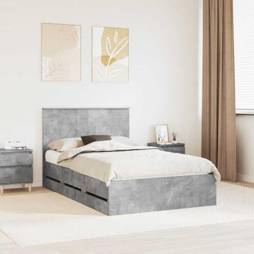 vidaXL Bedframe met lade Beton Grijs 135 x 190 cm, Verzenden
