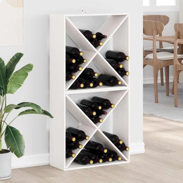 vidaXL Wijnrek 2 st Wit 62 x 25 x 62 cm Massief grenenhout, Verzenden