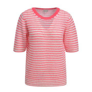 Milano Italy • gestreepte mohair trui • S, Kleding | Dames, Verzenden, Roze, Maat 36 (S), Milano Italy
