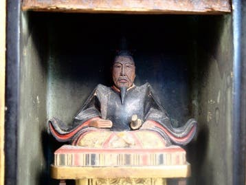 Statue of Sugawara no Michizane enshrined in a shrine -