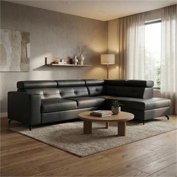 Leren hoekbank Nova - 2.5-zits arm links + Longchair arm, Ophalen of Verzenden