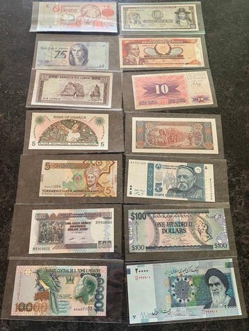 Wereld. - 125 Banknotes - 1964/2024 (Zonder minimumprijs), Postzegels en Munten
