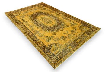 Jaune vintage - Tapis - 265 cm - 165 cm -  fait main, Maison & Meubles, Ameublement | Tapis & Moquettes
