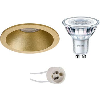 LED Spot Set - Mat Goud Ronde Inbouwspot - Dimbare 3W LED La, Verzenden