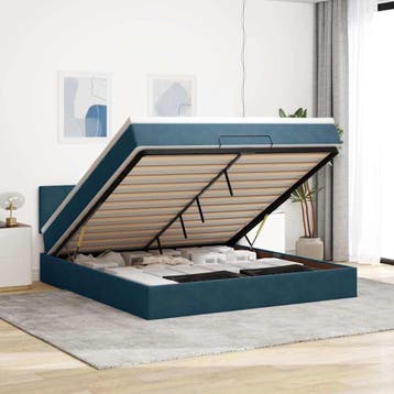 vidaXL Ottoman bed met matras 180x200 cm fluweel donkerblauw, Verzenden, Nieuw
