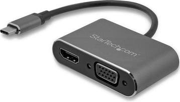 StarTech USB-C naar VGA en HDMI adapter 2-in-1 4K 30Hz space, Ophalen of Verzenden, Zo goed als nieuw, StarTech