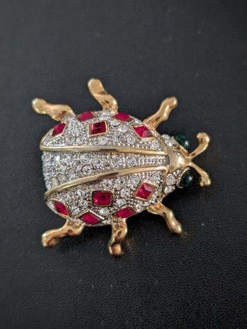 Beeld, Broche met Swarovski elementen - 4 cm - Metaal, Gold