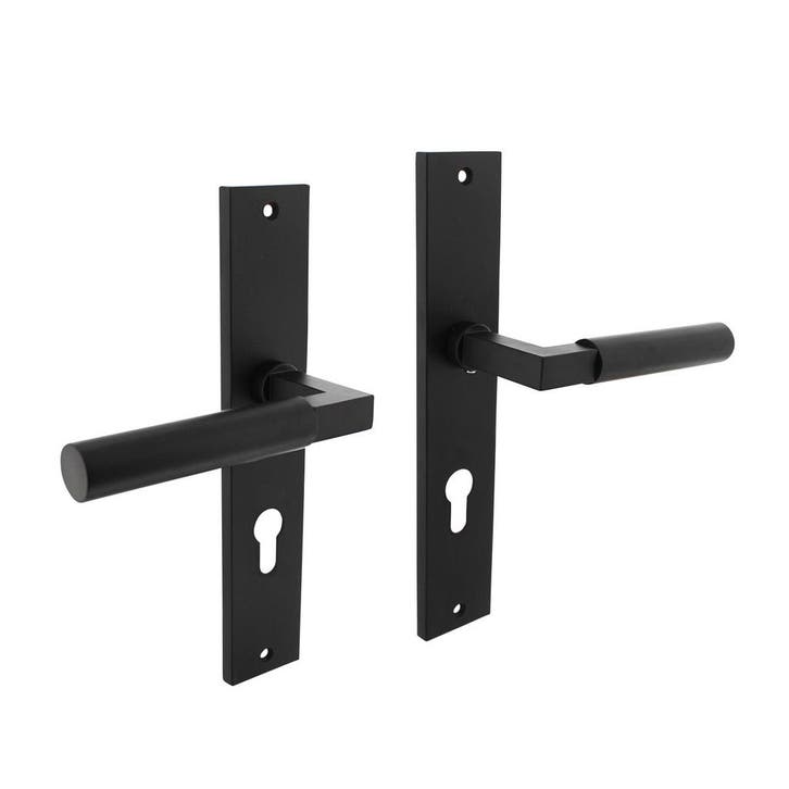 Deurklink Bau-Stil op schild met profielcilindergat 72mm..., Doe-het-zelf en Bouw, Hang- en Sluitwerk, Klink of Kruk, Nieuw, Overige materialen
