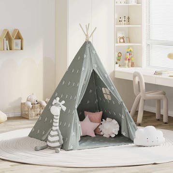 vidaXL Kindertipitent met tas 115x115x160 cm polyester grijs, Verzenden, Nieuw