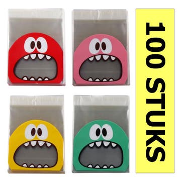 Cellofaan Zakjes met Plakstrip - 10x10 cm - Multicolor -, Verzenden