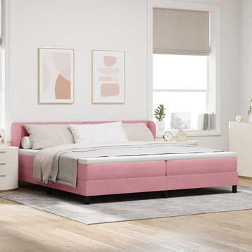 vidaXL Boxspring bed met hoofdeinde Roze 200 x 200 cm, Verzenden