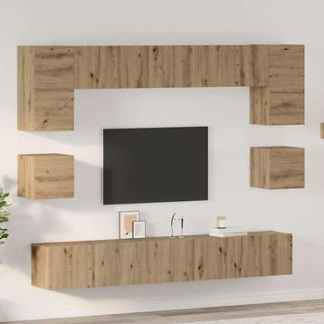 vidaXL Tv-meubelset 8 st Artisan Eiken Bewerkt hout, Huis en Inrichting, Verzenden, Nieuw