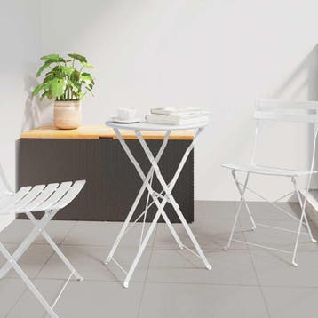 vidaXL Bistrotafel Wit Ø 50 x 71 cm Poedergecoat staal, Verzenden, Nieuw