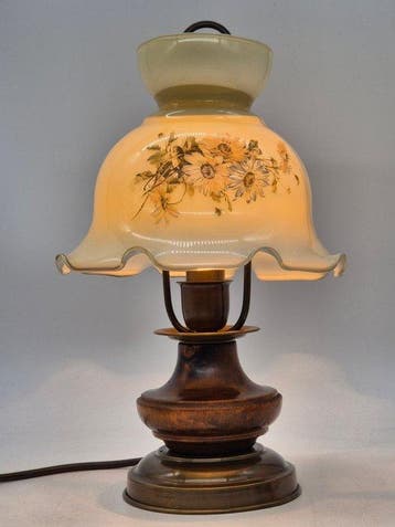 Tischlampe – Dekorative Leuchte – Holz und Messing mit