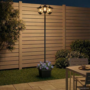 vidaXL 3-Arm Lantaarnpaal Met Plantenbak Zwart 32 x 32 x 188, Verzenden