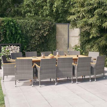 vidaXL 13-delige Tuinset met kussen grijs, Verzenden, Nieuw, Tuinset