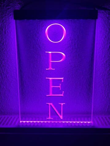 OPEN neon bord lamp LED verlichting reclame lichtbak VERTICA, Verzenden, Nieuw