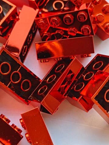 Lego Stenen - Classic - 95x Lego bricks 2x4 in Chrome Red -, Nieuw