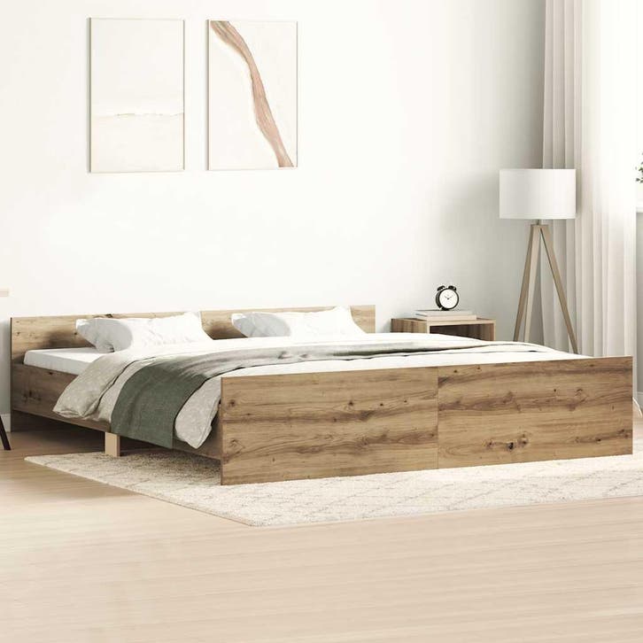 vidaXL Bedframe zonder matras spaanplaat artisanaal, Huis en Inrichting, Slaapkamer | Bedden, Nieuw, Verzenden