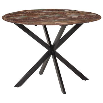 vidaXL Eettafel Ø110x78 cm massief gerecycled hout en staal, Verzenden, Nieuw