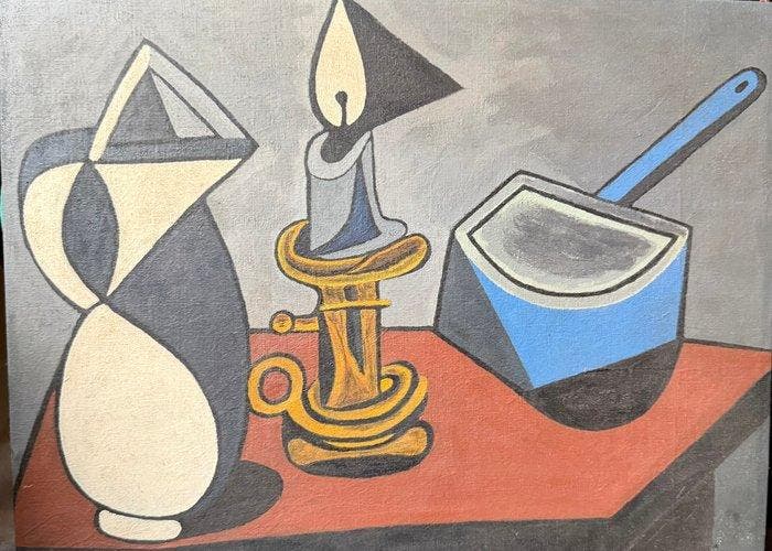 French School mid 20th Century - Cubist Still Life with, Antiek en Kunst, Curiosa en Brocante