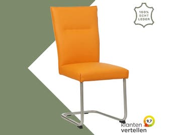 Leren eetkamerstoel Retro - Toledo Mandarin (oranje) -, Overige kleuren, Nieuw, Leer, Ophalen of Verzenden