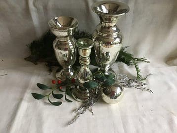 Kerstdecoratie (4) - Glas - 4 oude glas versiering, Diversen, Nieuw