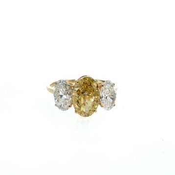 Ring - 14 karaat Geel goud - 5.13ct. tw. Geel Diamant (Fancy
