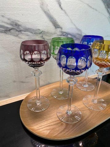 Service de table (5) - Verre - 5 verres de vin cristal