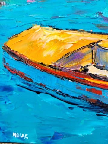 NOLAC - Tableau original de NOLAC au couteau 2026 L’amarrage, Antiquités & Art, Art | Peinture | Moderne