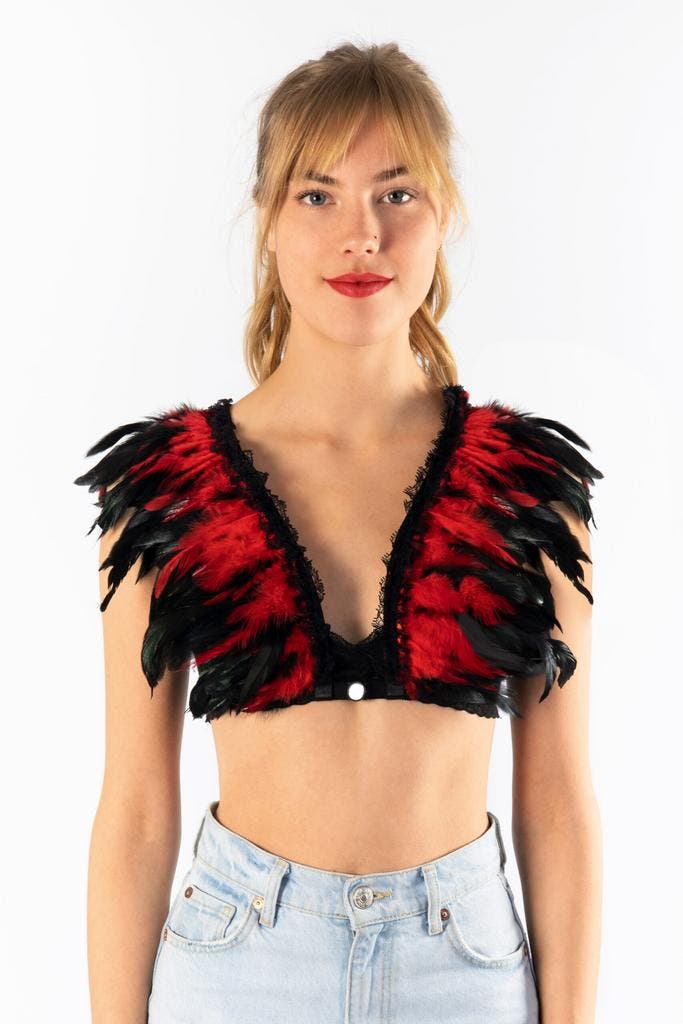 KIMU® Top met Veren Zwart Rood XS S M Verentop Steampunk Top, Vêtements | Femmes, Costumes de carnaval & Vêtements de fête, Enlèvement ou Envoi