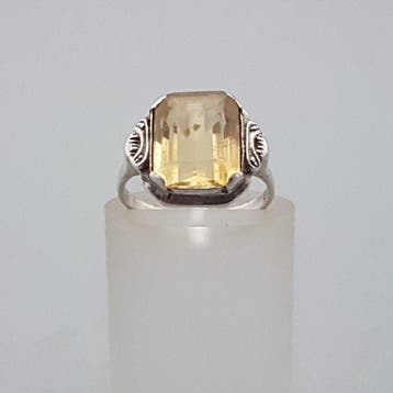 Argent, Art déco, citrine (Testé) - Bague