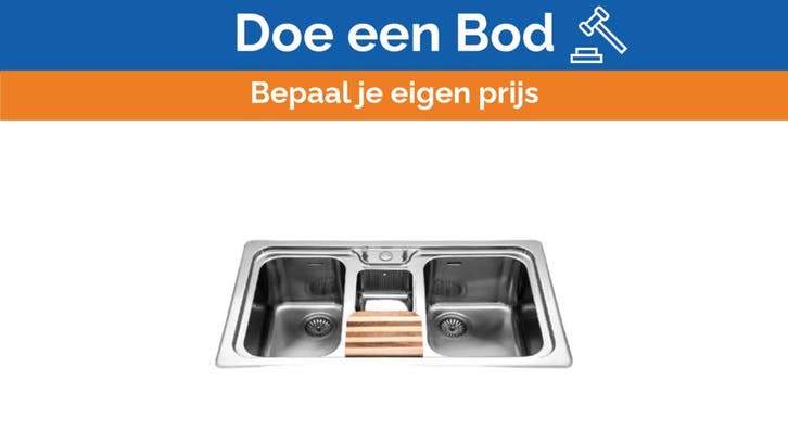 Bieden: Alpex inox 50/98 2V1B-E double sink 900 mm, Bricolage & Construction, Sanitaire, Enlèvement ou Envoi