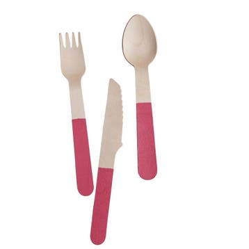 Roze Bestek Hout 18 delig, Verzenden