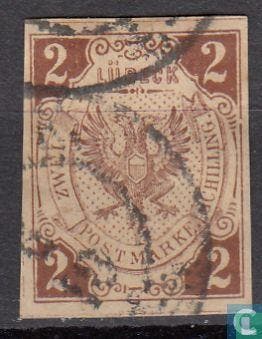 Lübeck - Wapen - 1859, Postzegels en Munten, Postzegels | Europa | Overig, Gestempeld, Verzenden