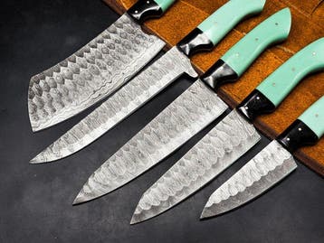 Japanese Style Kitchen Knife SET With Leather BAG Included -