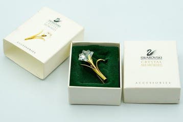Swarovski - Kristal, Verguld - Broche - bloem, Antiek en Kunst
