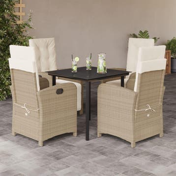 vidaXL 5-delige Tuinset met kussens poly rattan beige, Verzenden, Nieuw, Tuinset