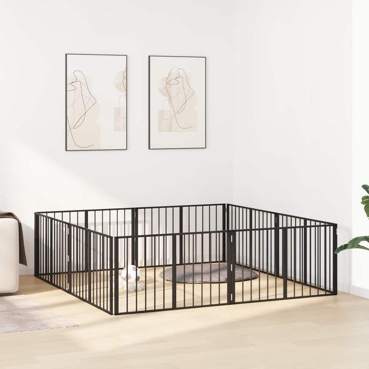 vidaXL Hondendeur 8 pcs Zwart 100 x 60 cm Gegevens staal, Animaux & Accessoires, Caisses pour chiens, Envoi