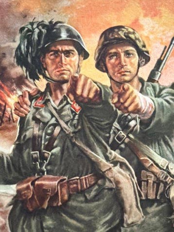 Italië, Duitsland - Militaire kaart, fascistische, Verzamelen, Gelopen