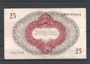 Nederland. - 25 Gulden - 1945 - Pick 77 (Zonder