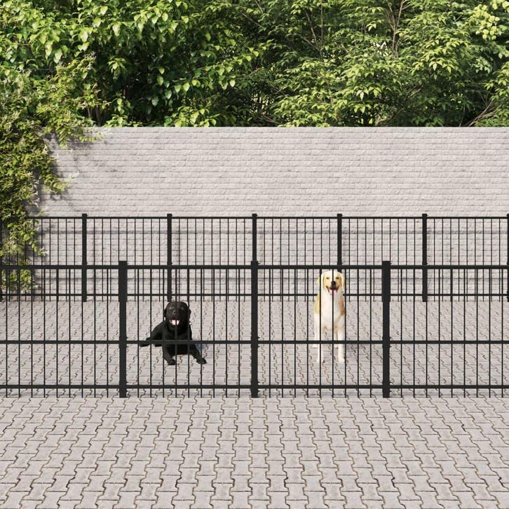 vidaXL Hondenkennel voor buiten 28,23 m² staal, Dieren en Toebehoren, Hondenbenches, Nieuw, Verzenden